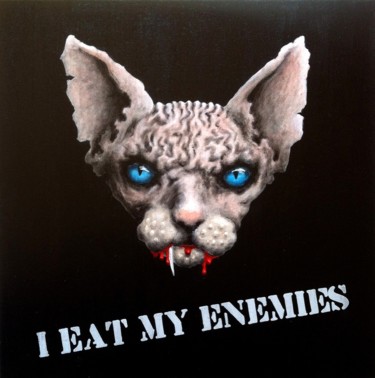 Malerei mit dem Titel "I eat my enemies" von Dzmitry Vasilenka, Original-Kunstwerk, Acryl