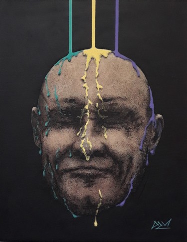 Painting titled "Series - Faces #7" by Dzmitry Vasilenka, Original Artwork, Acrylic Mounted on Wood Panel