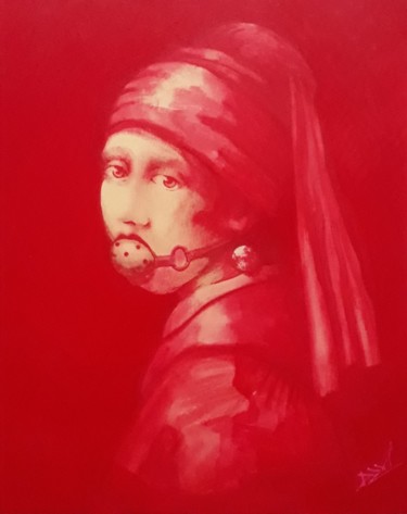 "Girl with pearl ear…" başlıklı Tablo Dzmitry Vasilenka tarafından, Orijinal sanat, Petrol