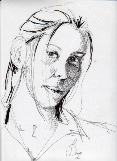 Drawing titled "damenportrait.jpg" by Dzogaz, Original Artwork, Ink