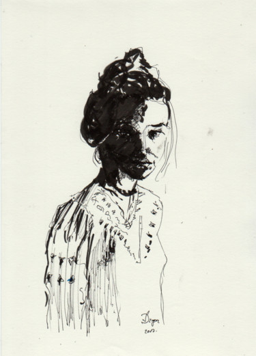 Zeichnungen mit dem Titel "damenportrait10.jpg" von Dzogaz, Original-Kunstwerk, Tinte