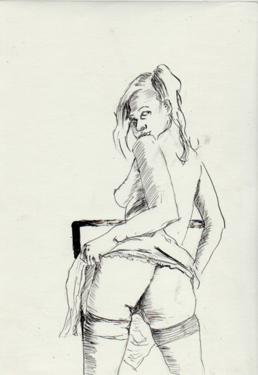 Drawing titled "aktmodel.jpg" by Dzogaz, Original Artwork, Ink