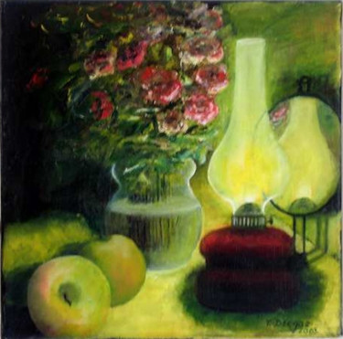 Malerei mit dem Titel "stilleben-mit-lampe…" von Dzogaz, Original-Kunstwerk, Öl