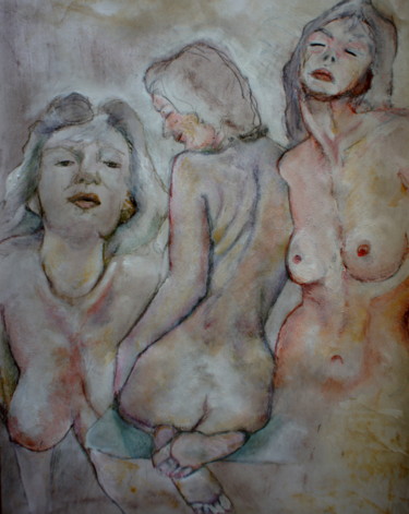 Malerei mit dem Titel "tri-dame.jpg" von Dzogaz, Original-Kunstwerk, Gouache