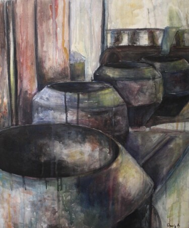 Painting titled "Barrel I" by Dzovig Arnelian, Original Artwork, Acrylic