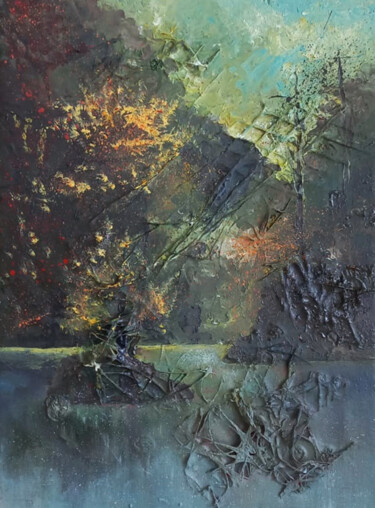 Painting titled "A Magical Landscape" by Dzovig Arnelian, Original Artwork, Acrylic