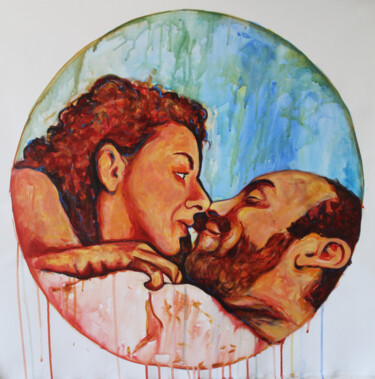 Malerei mit dem Titel "A romantic scene" von Dzovig Arnelian, Original-Kunstwerk, Acryl