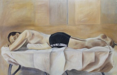 Painting titled "Sleeping man 2" by Dzovig Arnelian, Original Artwork, Oil