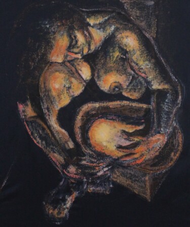 Pintura titulada "The caress" por Dzovig Arnelian, Obra de arte original, Pastel