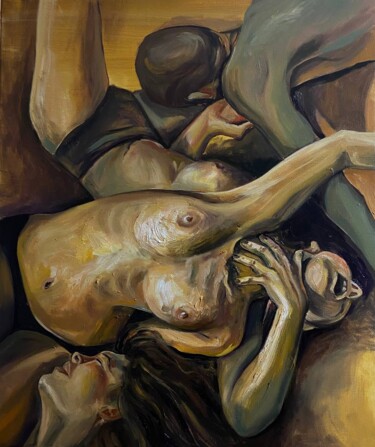 Malerei mit dem Titel "Emotions tear me ap…" von Anastazja Dżupina, Original-Kunstwerk, Öl