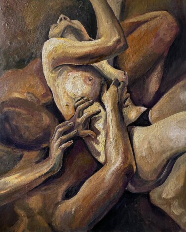Malerei mit dem Titel "Emotions tear me ap…" von Anastazja Dżupina, Original-Kunstwerk, Öl