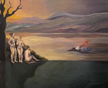 Schilderij getiteld "Finding the body of…" door Anastazja Dżupina, Origineel Kunstwerk, Olie