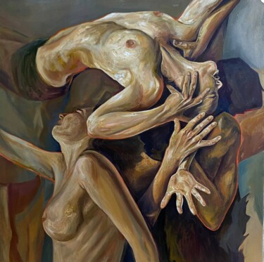 Painting titled "Burst of energy" by Anastazja Dżupina, Original Artwork, Oil
