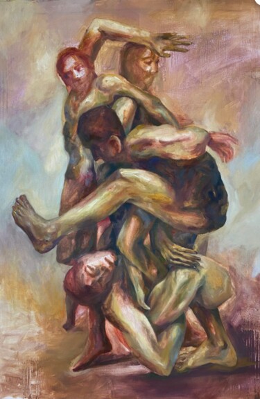 Painting titled "We are united" by Anastazja Dżupina, Original Artwork, Oil