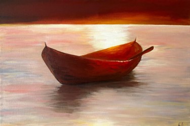 Картина под названием "Oil painting "Lake.…" - Елена Епифанцева, Подлинное произведение искусства, Масло Установлен на Дерев…