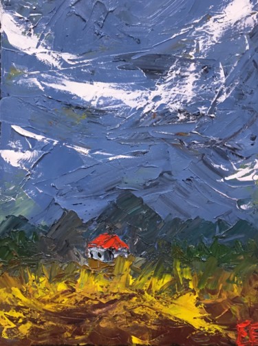 Картина под названием "Oil painting "House…" - Елена Епифанцева, Подлинное произведение искусства, Масло Установлен на Дерев…