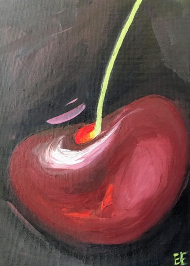 Картина под названием "Oil painting "Cherr…" - Елена Епифанцева, Подлинное произведение искусства, Масло Установлен на картон