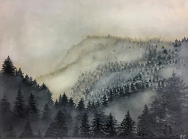Oil painting "Mountains in the fog" Peinture intitulée "Oil painting "Mount…" par Елена Епифанцева, Œuvre d'art originale, Huile Monté sur Châssis