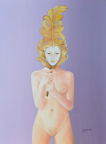 Peinture intitulée "la-jeune-fille-au-m…" par Eric Lambertin, Œuvre d'art originale, Huile