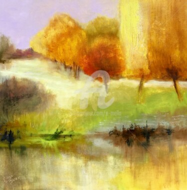 Peinture intitulée "Lumières d’automne…" par Eliane Boivin, Œuvre d'art originale