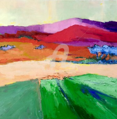 Peinture intitulée "La montagne (abstra…" par Eliane Boivin, Œuvre d'art originale, Huile