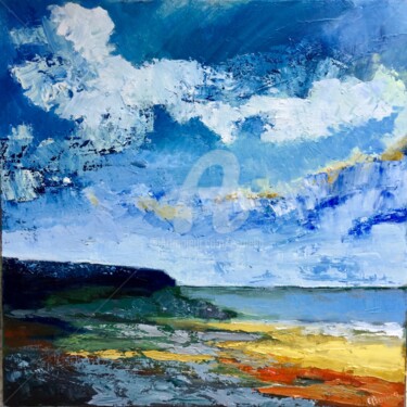 Painting titled "Ciel et mer" by Eliane Boivin, Original Artwork, Oil