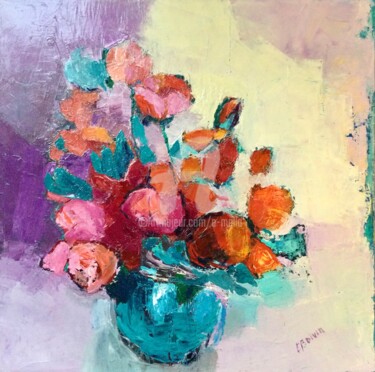 Peinture intitulée "Roses d’ete 2" par Eliane Boivin, Œuvre d'art originale, Huile