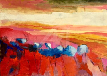 Les chemins rouges 4 Peinture intitulée "Les chemins rouges 4" par Eliane Boivin, Œuvre d'art originale, Huile