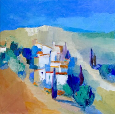 Painting titled "Village 8" by Eliane Boivin, Original Artwork, Oil
