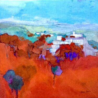 Painting titled "Village 10" by Eliane Boivin, Original Artwork, Oil