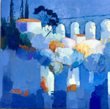 Village 14 Peinture intitulée "Village 14" par Eliane Boivin, Œuvre d'art originale, Huile Monté sur Châssis
