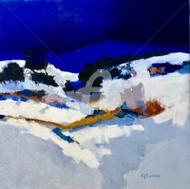 Pittura intitolato "Paysage de neige" da Eliane Boivin, Opera d'arte originale, Olio
