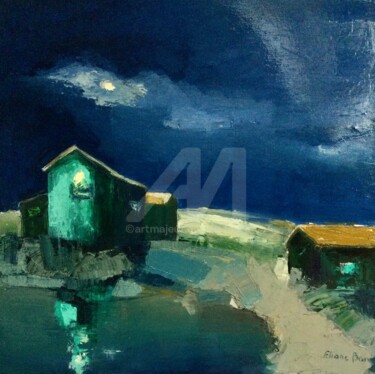 Clairs de lune et de terre Peinture intitulée "Clairs de lune et d…" par Eliane Boivin, Œuvre d'art originale, Huile
