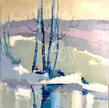 Painting titled "Hiver" by Eliane Boivin, Original Artwork, Oil