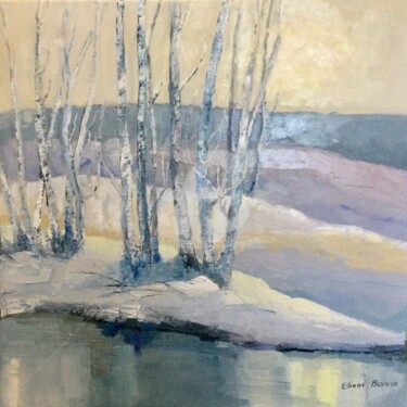 Painting titled "Plein hiver" by Eliane Boivin, Original Artwork, Oil