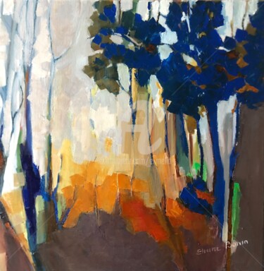 Schilderij getiteld "Automne en forêt" door Eliane Boivin, Origineel Kunstwerk, Olie