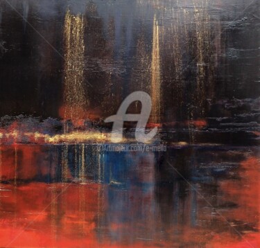 Peinture intitulée ""Or rouge" 100X100" par Eliane Boivin, Œuvre d'art originale, Acrylique