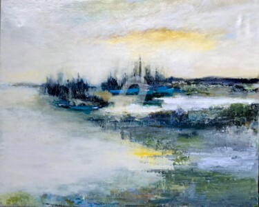 Peinture intitulée ""Au bord du lac" (2…" par Eliane Boivin, Œuvre d'art originale, Huile