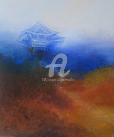 Malerei mit dem Titel ""Le-temple bleu" 40…" von Eliane Boivin, Original-Kunstwerk, Öl