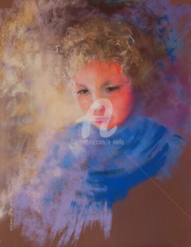 Painting titled ""L'enfant-lumiere"…" by Eliane Boivin, Original Artwork, Pastel