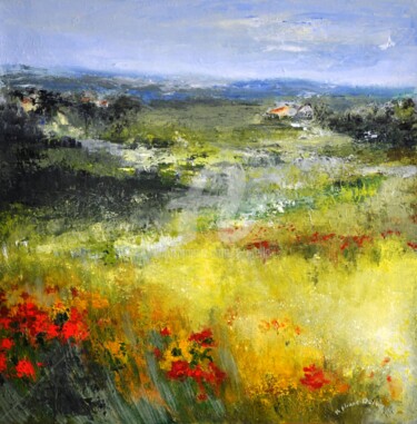 Peinture intitulée ""Coquelicots du sud…" par Eliane Boivin, Œuvre d'art originale, Huile