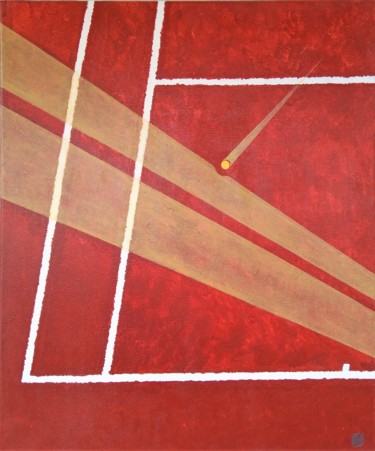 Painting titled "Rayons de tennis" by Emmanuel Nouyrigat, Original Artwork, Acrylic Mounted on Wood Stretcher frame