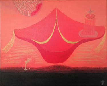 绘画 标题为“Le vaisseau rouge à…” 由Emmanuel Nouyrigat, 原创艺术品, 丙烯 安装在木质担架架上