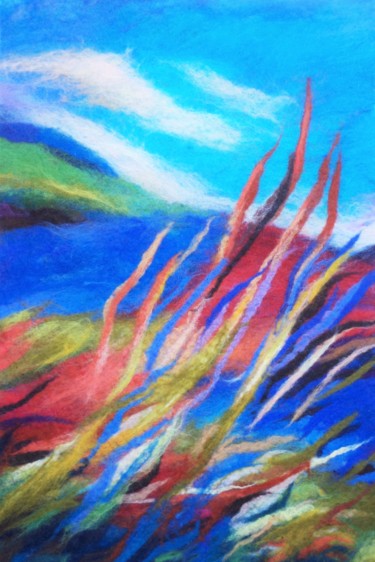 Wind Art textile intitulée "Wind" par Elena Potapova, Œuvre d'art originale, Fil