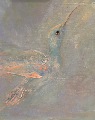 Painting titled "gentle hummingbird" by Elizaveta Radkevich, Original Artwork, Oil