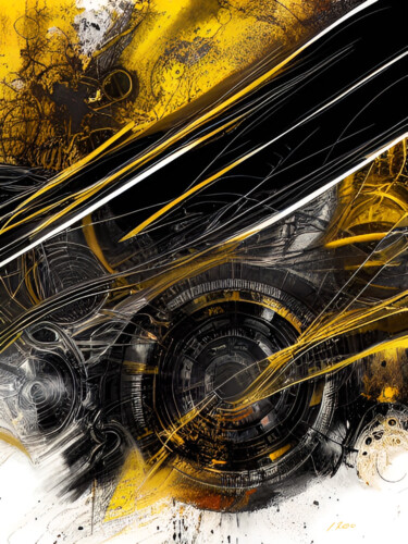 Arts numériques intitulée "golden engine" par E.Rao, Œuvre d'art originale, Image générée par l'IA