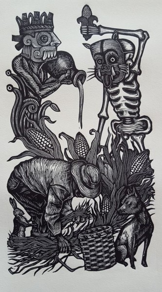 印花与版画 标题为“Collectiviy” 由E. Robledo, 原创艺术品, Linocuts