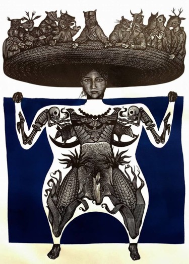Incisioni, stampe intitolato "Mexican art. Beginn…" da E. Robledo, Opera d'arte originale, goffratura