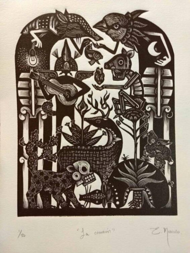 Printmaking titled "Creation" by E. Robledo, Original Artwork, Etching