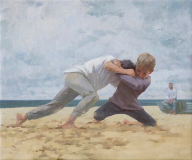 Первая схватка Painting titled "Первая схватка" by Евгений Уткин, Original Art, Oil
